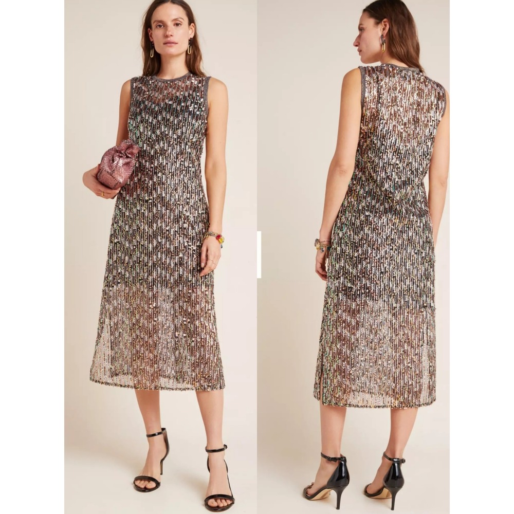 Corey Lynn Calter Sequin Swing Midi Dress Women S Sleeveless Cocktail
